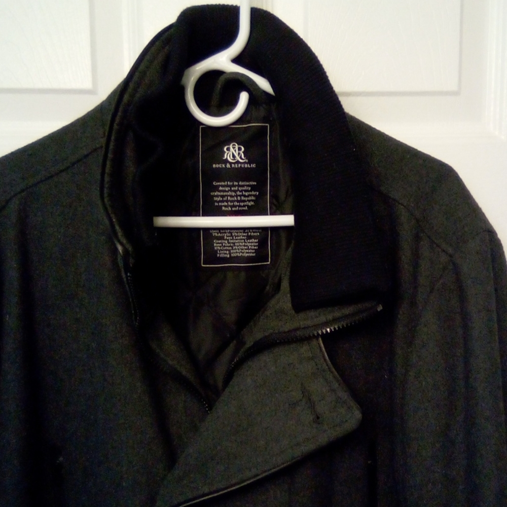Men's coat dark grey ,black wool XXL